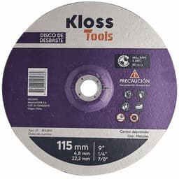 DISCO  DESBASTE P/ACERO 115 x 4.8 x 22,2 "KLOSS TOOLS"  (5)