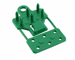 PLAQUETA 6 DIENTES C/ 1 GANCHO x 60 mm VERDE "KLOSS"  (50)